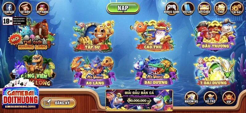 Trải nghiệm đa dạng phòng chơi hấp dẫn trong vua săn cá